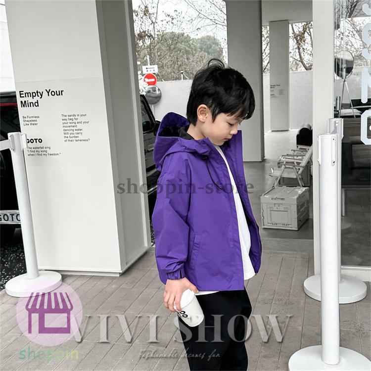 キッズ アウター 長袖 トップス フードつき カジュアル ゆったり シンプル 着やすい ジップおしゃれ ノーハイネック あわせやすい 動きやすい 