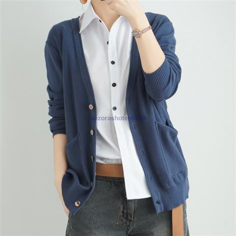ニットカーディガン レディース カーディガン 通勤 ニットコーディガン ボタンカーディガン Vネック 冷房対策 コーディガン 春秋 ポケット付き 