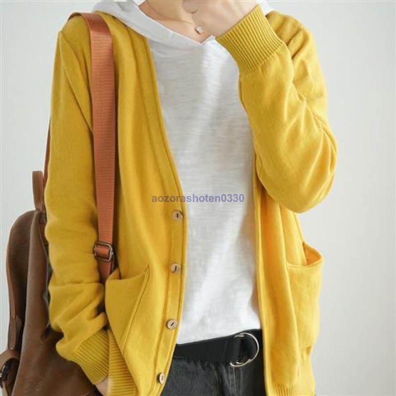 ニットカーディガン レディース カーディガン 通勤 ニットコーディガン ボタンカーディガン Vネック 冷房対策 コーディガン 春秋 ポケット付き 