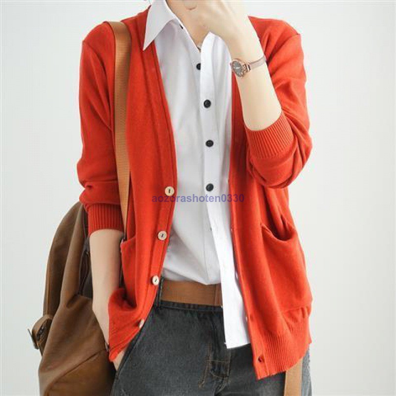 ニットカーディガン レディース カーディガン 通勤 ニットコーディガン ボタンカーディガン Vネック 冷房対策 コーディガン 春秋 ポケット付き 