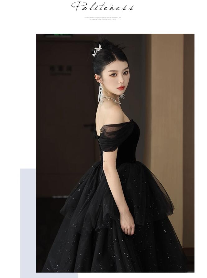 イブニングドレス フフリル 発表会ドレス キャミドレス Vネック ロング丈 謝恩会 パーティードレス 同窓会 オフショルダー お呼ばれドレス サックス 