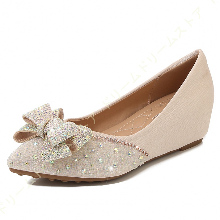 パンプス 美脚 レディース コンフォートビジュー リボン ウェッジソール ローファー ファッション 女性 脚長 婦人 5CM おしゃれ 軽量 カジュアル 