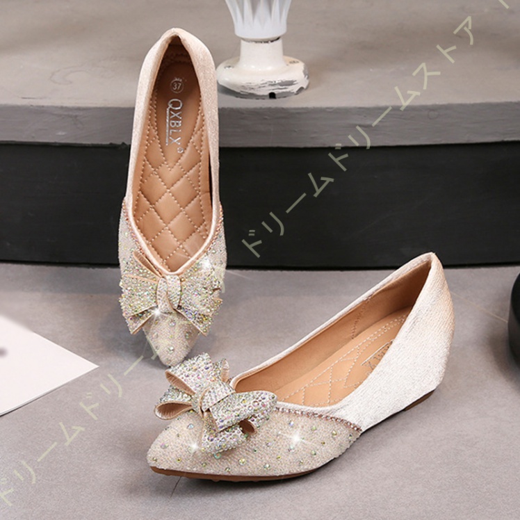 パンプス 美脚 レディース コンフォートビジュー リボン ウェッジソール ローファー ファッション 女性 脚長 婦人 5CM おしゃれ 軽量 カジュアル 