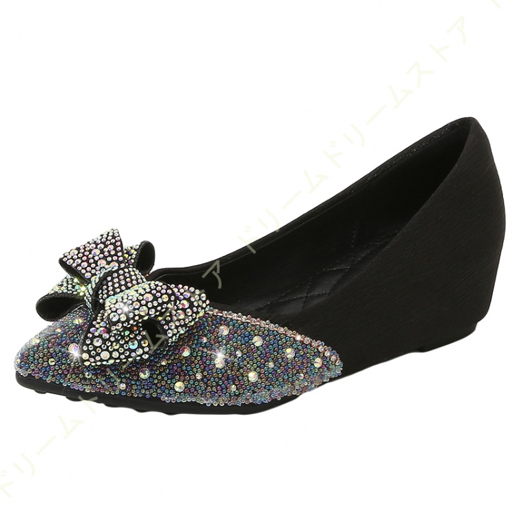 パンプス 美脚 レディース コンフォートビジュー リボン ウェッジソール ローファー ファッション 女性 脚長 婦人 5CM おしゃれ 軽量 カジュアル 