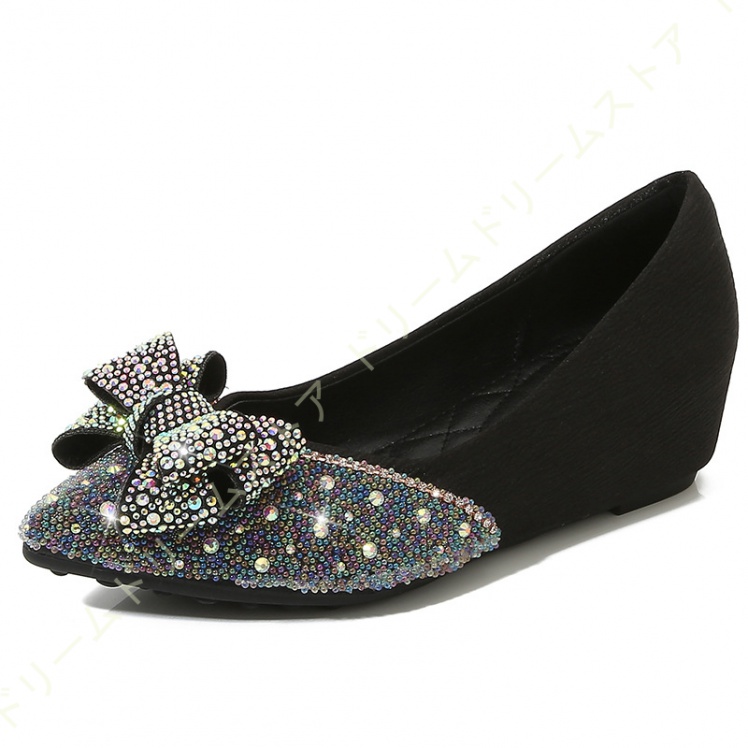 パンプス 美脚 レディース コンフォートビジュー リボン ウェッジソール ローファー ファッション 女性 脚長 婦人 5CM おしゃれ 軽量 カジュアル 