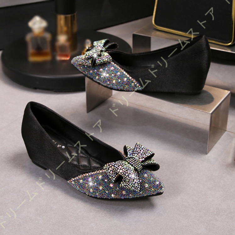 パンプス 美脚 レディース コンフォートビジュー リボン ウェッジソール ローファー ファッション 女性 脚長 婦人 5CM おしゃれ 軽量 カジュアル 