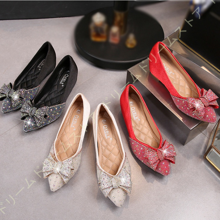 パンプス 美脚 レディース コンフォートビジュー リボン ウェッジソール ローファー ファッション 女性 脚長 婦人 5CM おしゃれ 軽量 カジュアル 