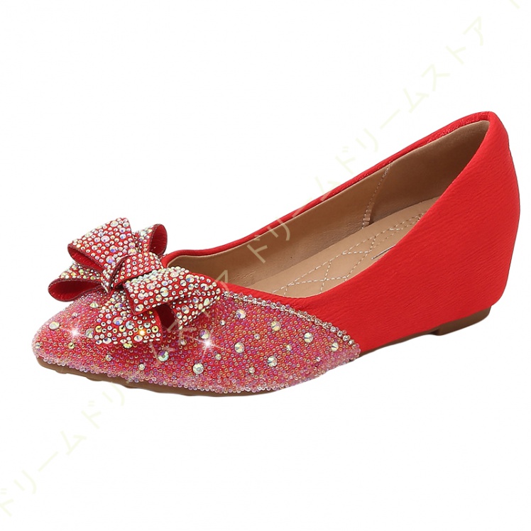 パンプス 美脚 レディース コンフォートビジュー リボン ウェッジソール ローファー ファッション 女性 脚長 婦人 5CM おしゃれ 軽量 カジュアル 