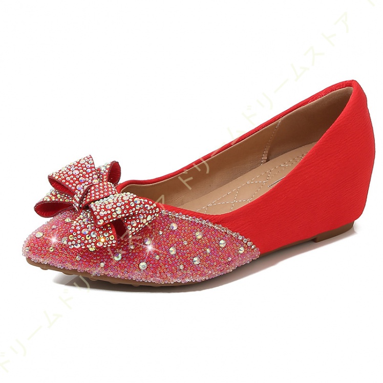 パンプス 美脚 レディース コンフォートビジュー リボン ウェッジソール ローファー ファッション 女性 脚長 婦人 5CM おしゃれ 軽量 カジュアル 