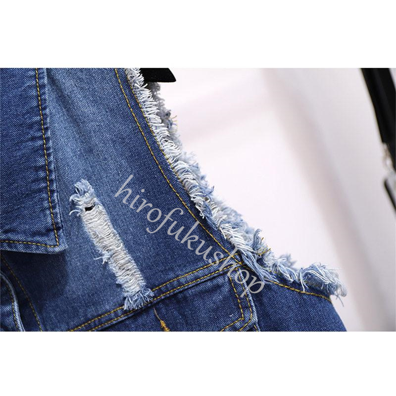 デニムベスト レディース ジレ 前開き 春夏 アウター ダメージ加工 カジュアル 大きいサイズ ノースリーブ トップス ゆったり デニム シンプル 