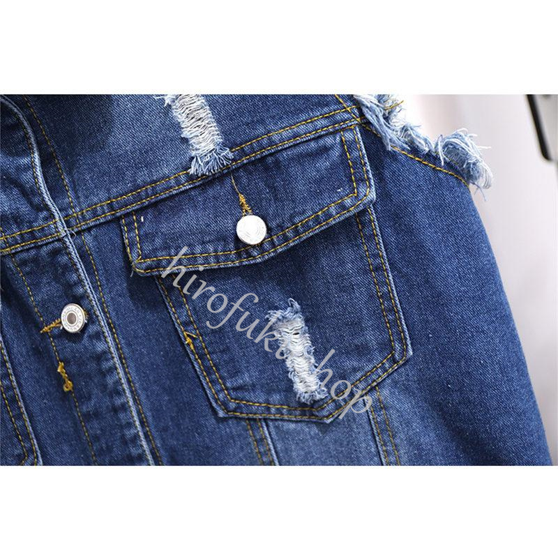 デニムベスト レディース ジレ 前開き 春夏 アウター ダメージ加工 カジュアル 大きいサイズ ノースリーブ トップス ゆったり デニム シンプル 