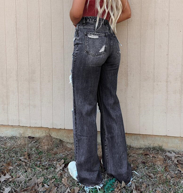 レディース ダメージ デニムパンツ ストレート パンツ ズボン 夏 カジュアル ロングパンツ 大人可愛い20代 女性 30代 ジーンズ 秋 40代 お洒落 春 