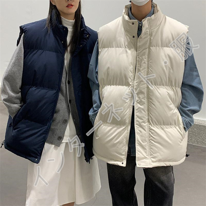 中綿ベスト メンズ ベスト レディース アウター 立ち襟 おしゃれ 送料無料 大きいサイズ ゆったり 通学 防寒 ふわふわ 無地 韓国風 秋冬 暖か 軽量 通勤 