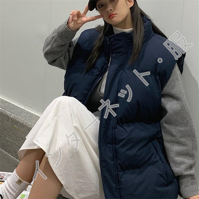 中綿ベスト メンズ ベスト レディース アウター 立ち襟 おしゃれ 送料無料 大きいサイズ ゆったり 通学 防寒 ふわふわ 無地 韓国風 秋冬 暖か 軽量 通勤 