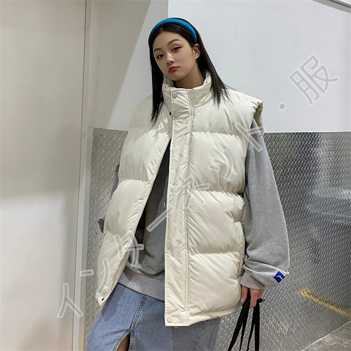 中綿ベスト メンズ ベスト レディース アウター 立ち襟 おしゃれ 送料無料 大きいサイズ ゆったり 通学 防寒 ふわふわ 無地 韓国風 秋冬 暖か 軽量 通勤 