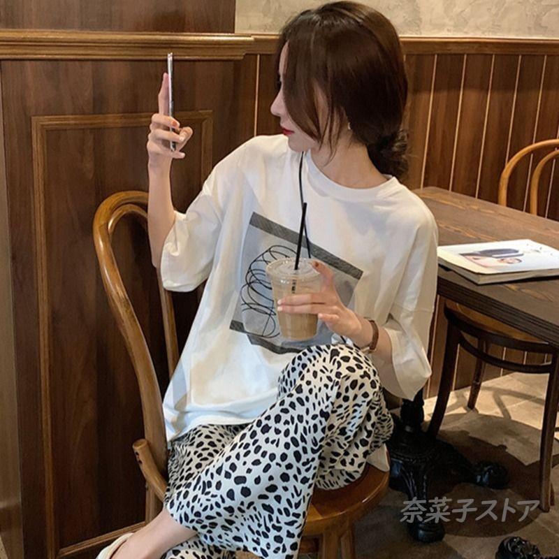 レディース ワイドパンツ 10代 20代 30代 40代 柄 ロング 60代 綿 レオパード コットン ロングパンツ 体型カバー ゆったり 50代 