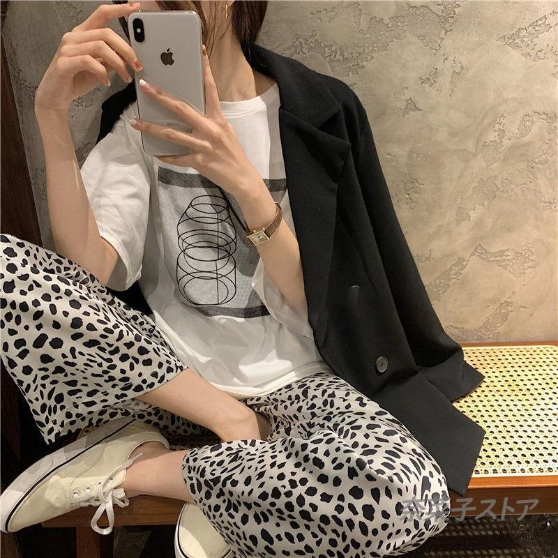 レディース ワイドパンツ 10代 20代 30代 40代 柄 ロング 60代 綿 レオパード コットン ロングパンツ 体型カバー ゆったり 50代 