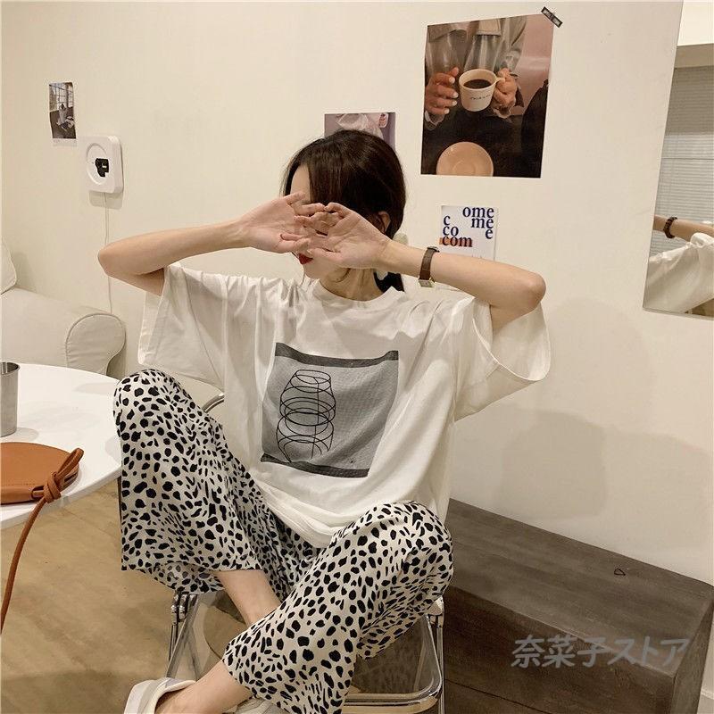 レディース ワイドパンツ 10代 20代 30代 40代 柄 ロング 60代 綿 レオパード コットン ロングパンツ 体型カバー ゆったり 50代 