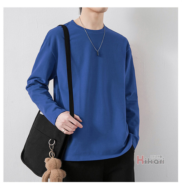 無地 長袖 Tシャツ メンズ 綿100% ロンT クルーネック トップス カットソー ティーシャツ ロンティー インナー 長袖Tシャツ 