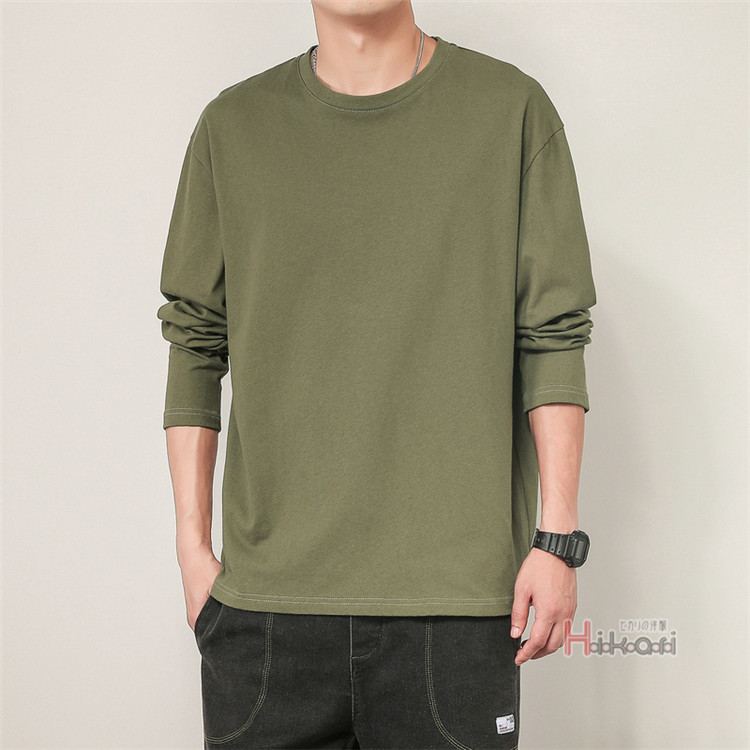 無地 長袖 Tシャツ メンズ 綿100% ロンT クルーネック トップス カットソー ティーシャツ ロンティー インナー 長袖Tシャツ 