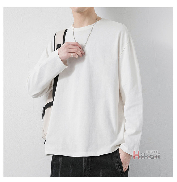 無地 長袖 Tシャツ メンズ 綿100% ロンT クルーネック トップス カットソー ティーシャツ ロンティー インナー 長袖Tシャツ 