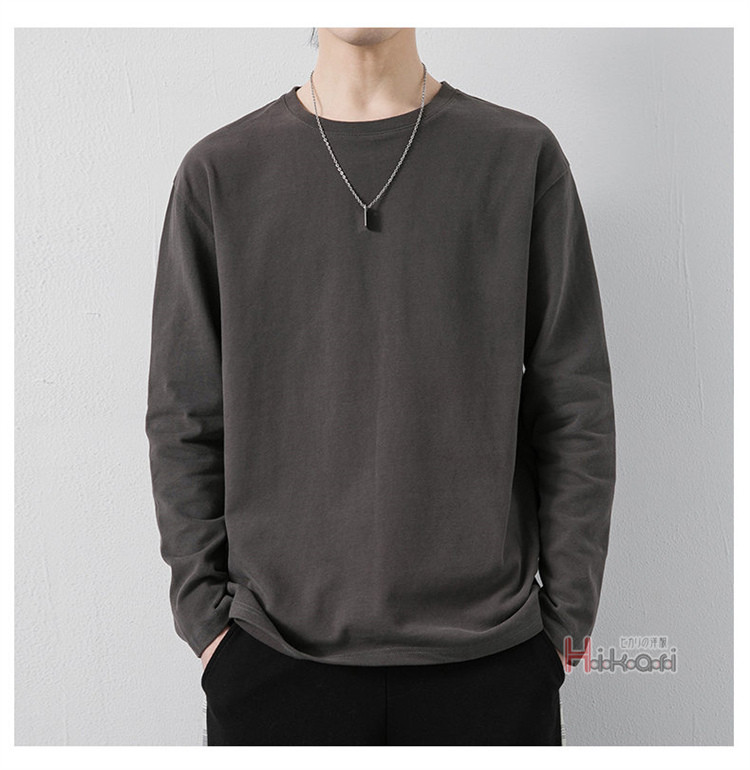 無地 長袖 Tシャツ メンズ 綿100% ロンT クルーネック トップス カットソー ティーシャツ ロンティー インナー 長袖Tシャツ 