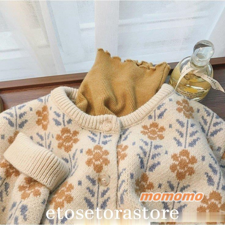 カーディガンVネックニットカーディガン花柄レディースセーター秋冬花柄セーターゆったり長袖レトロ可愛いカジュアル通勤40代厚手  