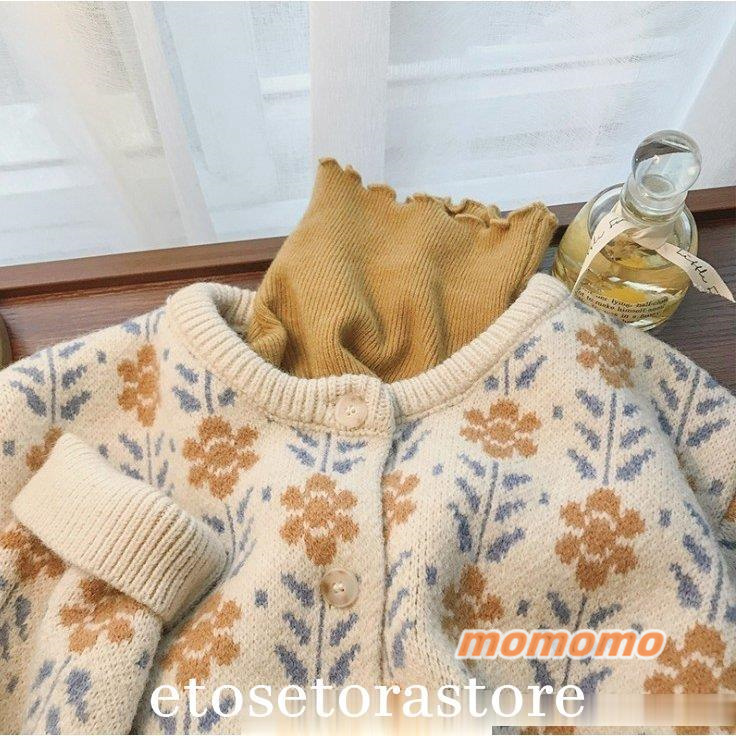 カーディガンVネックニットカーディガン花柄レディースセーター秋冬花柄セーターゆったり長袖レトロ可愛いカジュアル通勤40代厚手  