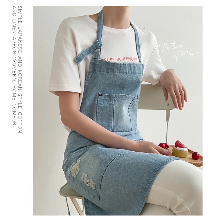 デニムエプロン 首掛け型エプロン 綿100％ おしゃれ 多機能ポケット 前掛け 男女兼用 家庭用 レディース 汚れにくい メンズ 脱着簡単 作業エプロン 調整可能 