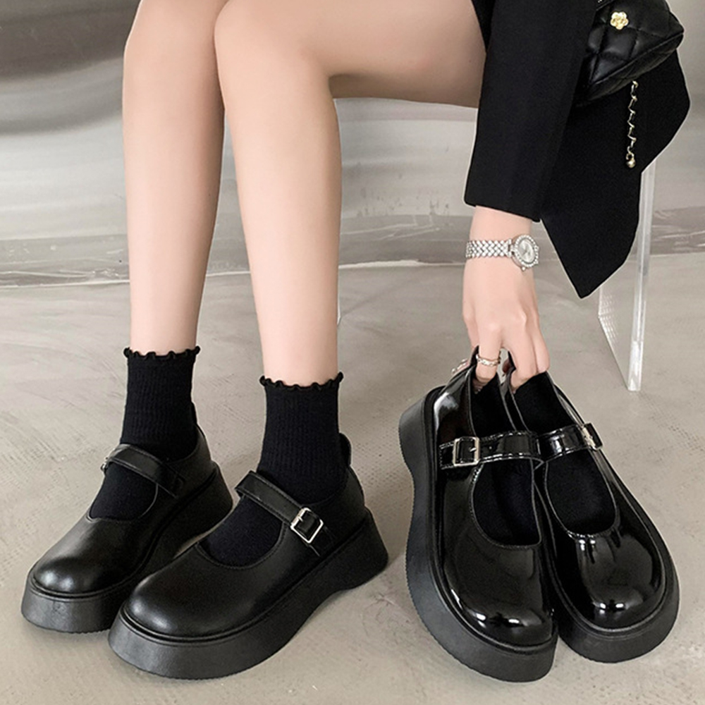 厚底ローファー レディース レザー調  