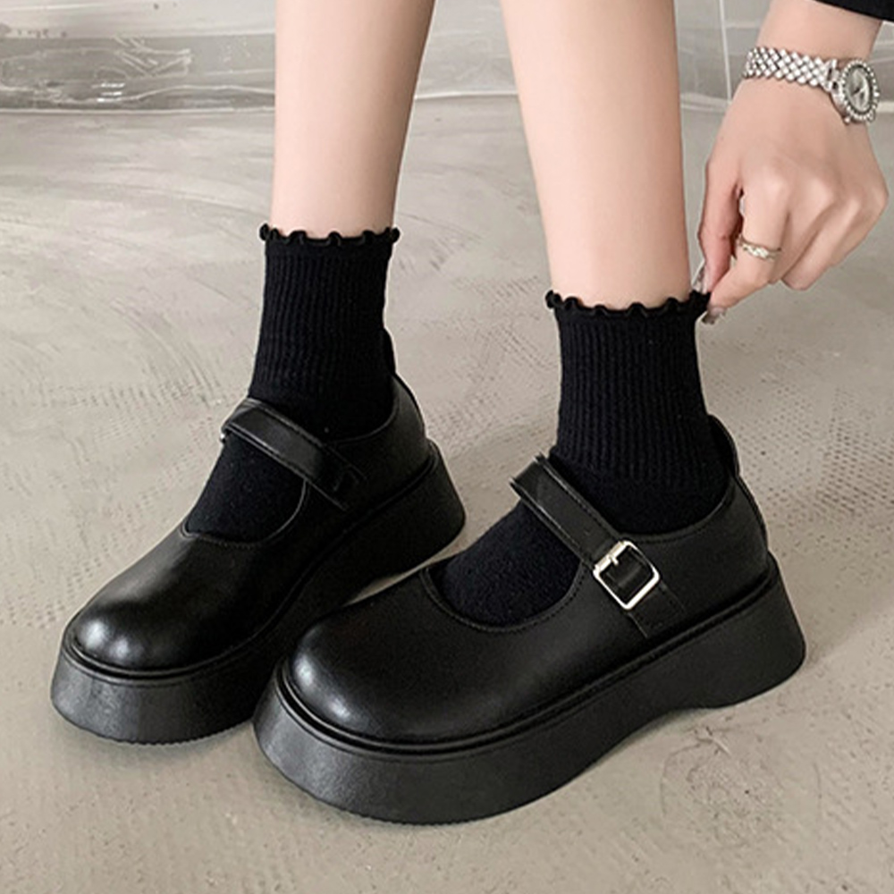 厚底ローファー レディース レザー調  