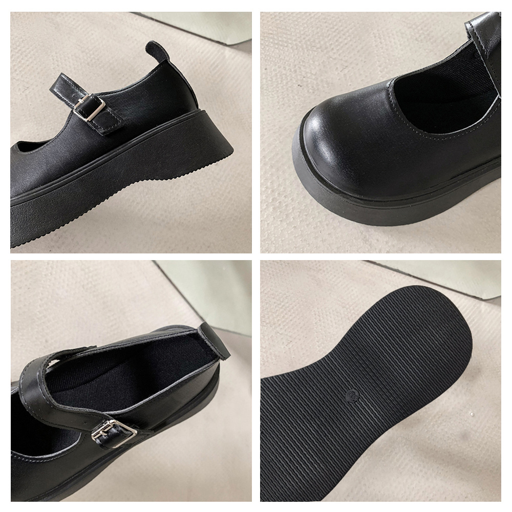 厚底ローファー レディース レザー調  