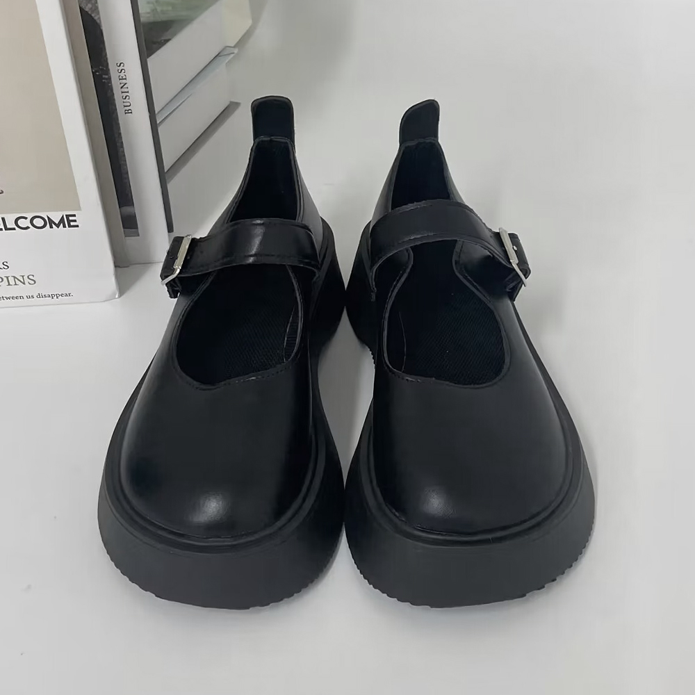 厚底ローファー レディース レザー調  