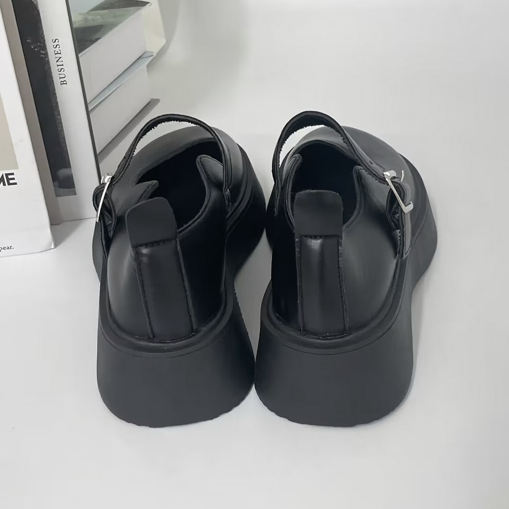 厚底ローファー レディース レザー調  