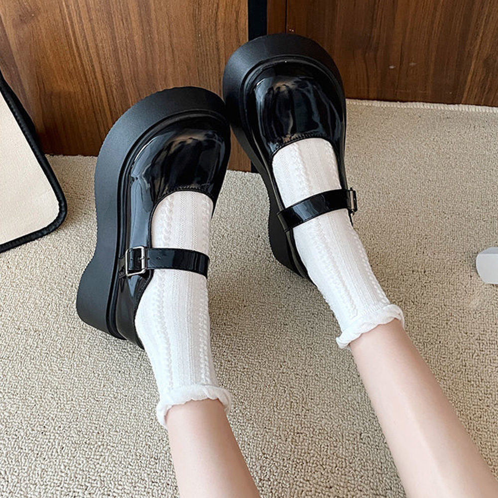 厚底ローファー レディース レザー調  