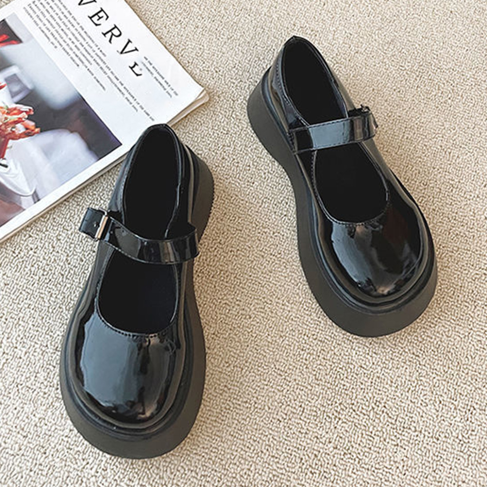 厚底ローファー レディース レザー調  