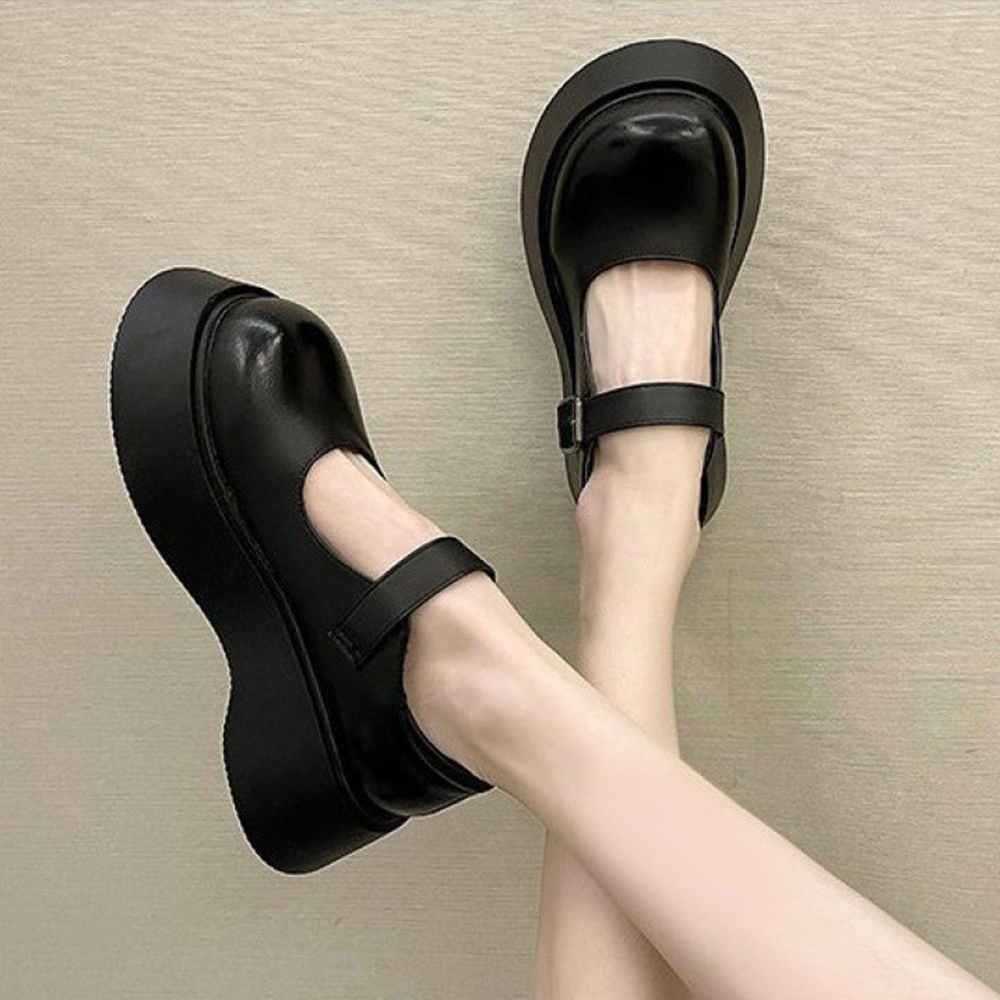 厚底ローファー レディース レザー調  