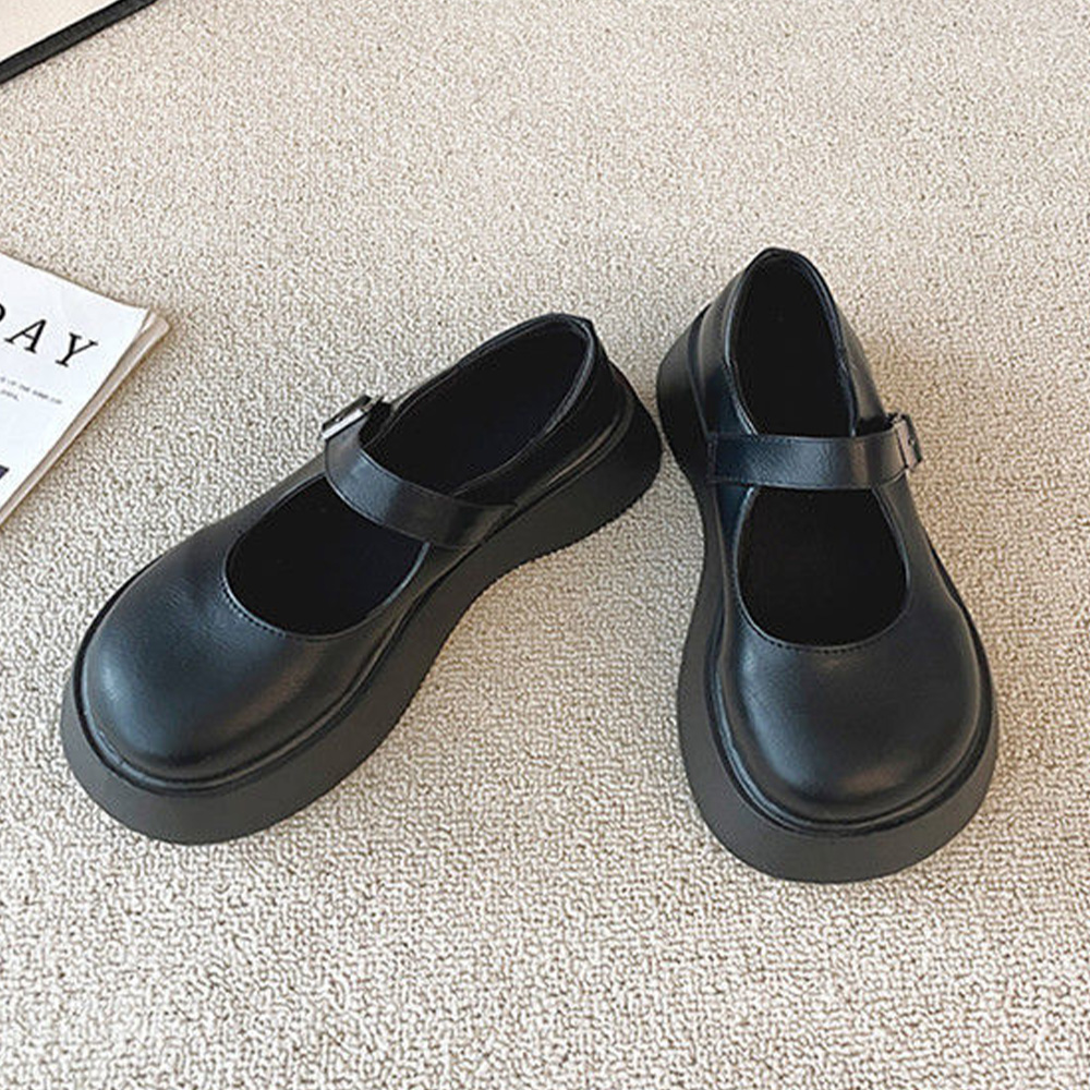 厚底ローファー レディース レザー調  