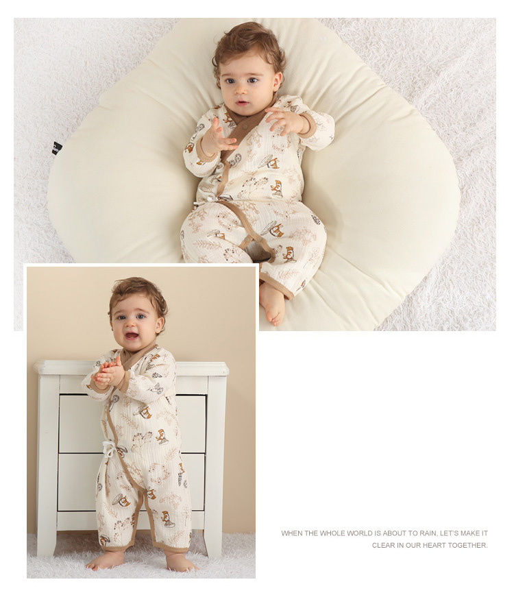 赤ちゃん カバーオール ベビー 甚平 ロンパース ガーゼ 写真撮影 出産祝い 退院 可愛い ベビー服 パンダ おしゃれ 浴衣 お宮参り 長袖 新生児 出産準備 パジャマ