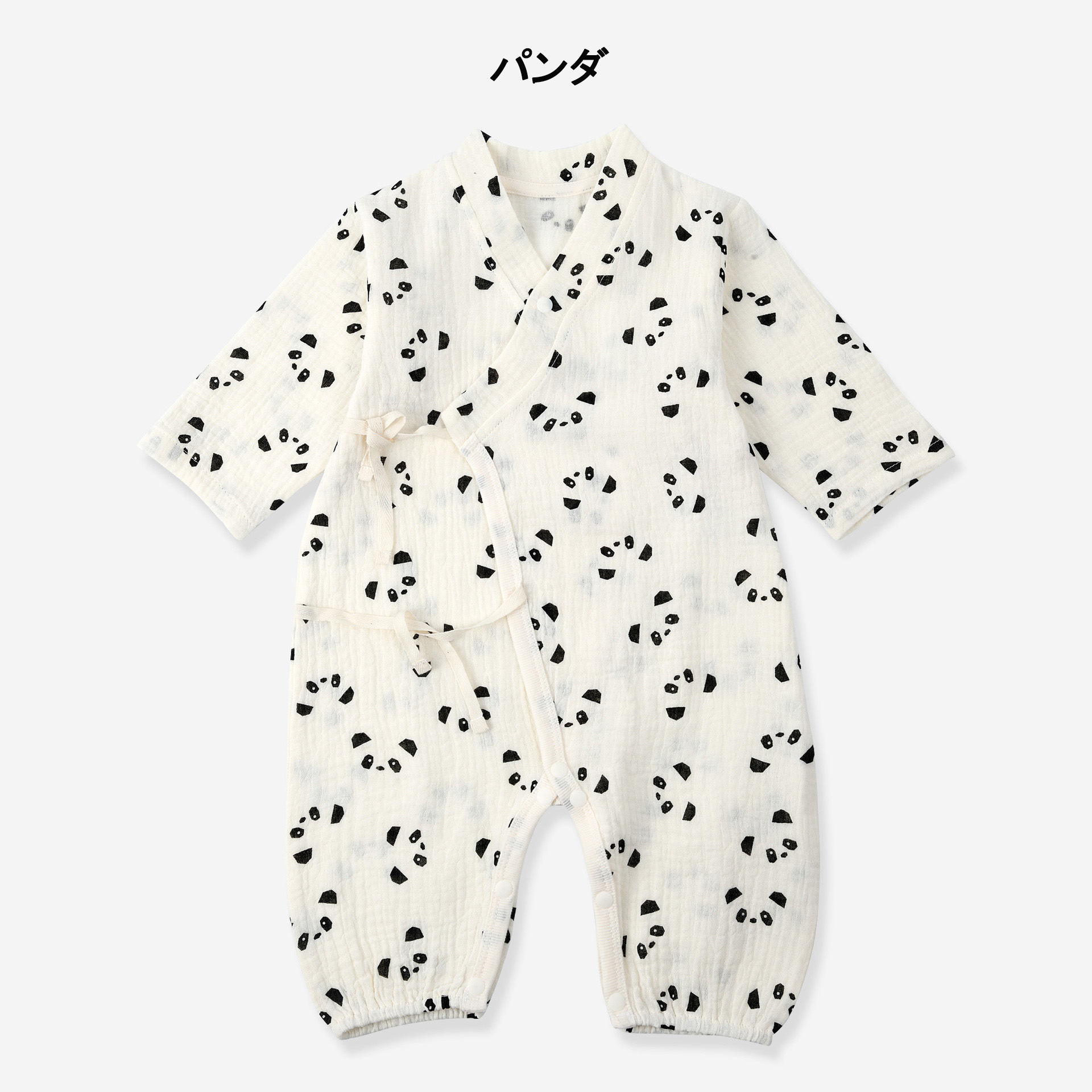 赤ちゃん カバーオール ベビー 甚平 ロンパース ガーゼ 写真撮影 出産祝い 退院 可愛い ベビー服 パンダ おしゃれ 浴衣 お宮参り 長袖 新生児 出産準備 パジャマ