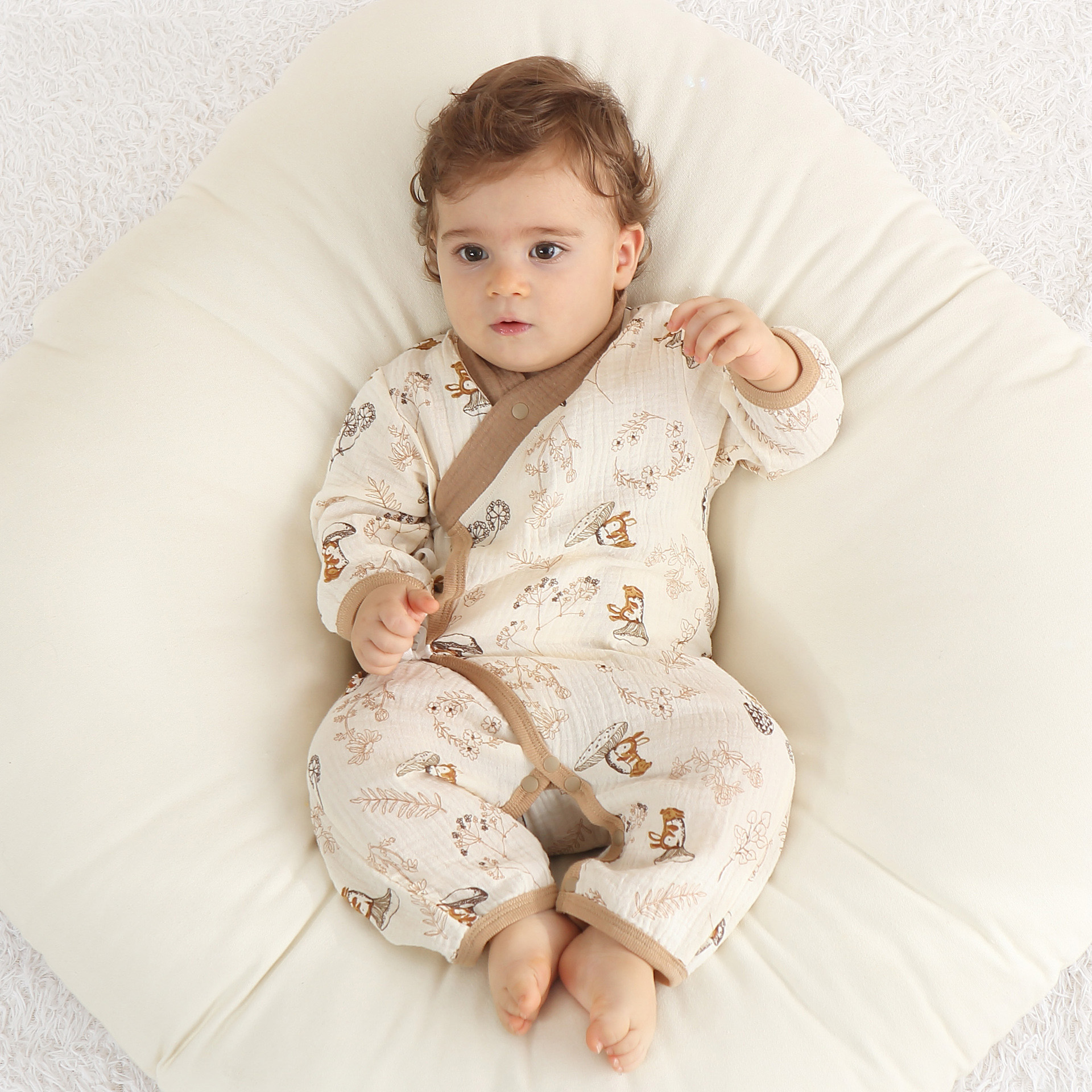 赤ちゃん カバーオール ベビー 甚平 ロンパース ガーゼ 写真撮影 出産祝い 退院 可愛い ベビー服 パンダ おしゃれ 浴衣 お宮参り 長袖 新生児 出産準備 パジャマ