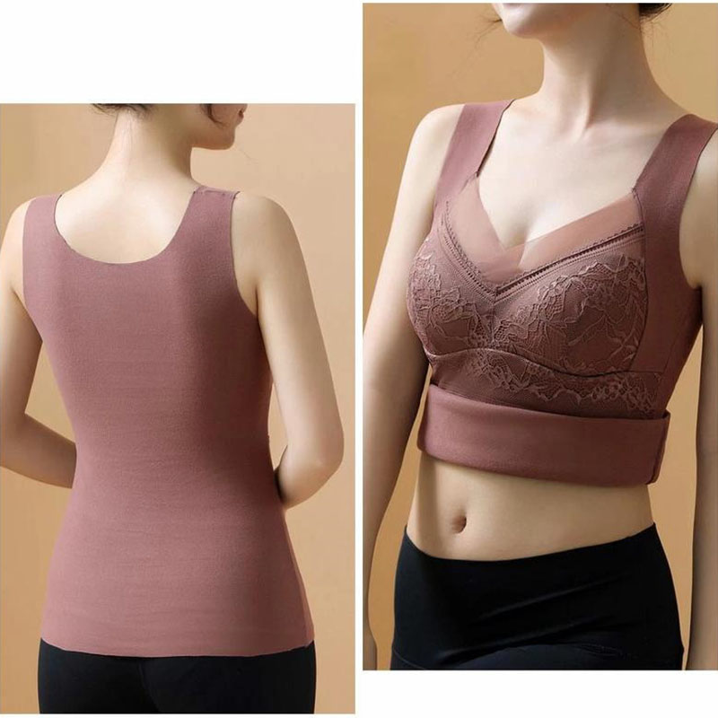 裏起毛 カップ付タンクトップ タンクトップ インナー 暖か あったか ブラタンク ふわふわ裏起毛 ナイトブラ 冬 レース 防寒 秋 起毛 下着 