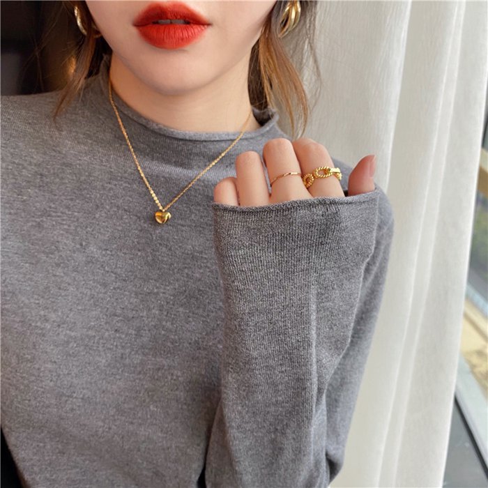 ニットソー ニット レディース トップス カラバリ 長袖 エレ春秋 ニットインナー ハイネック 可愛い 薄手 おしゃれ 無地 