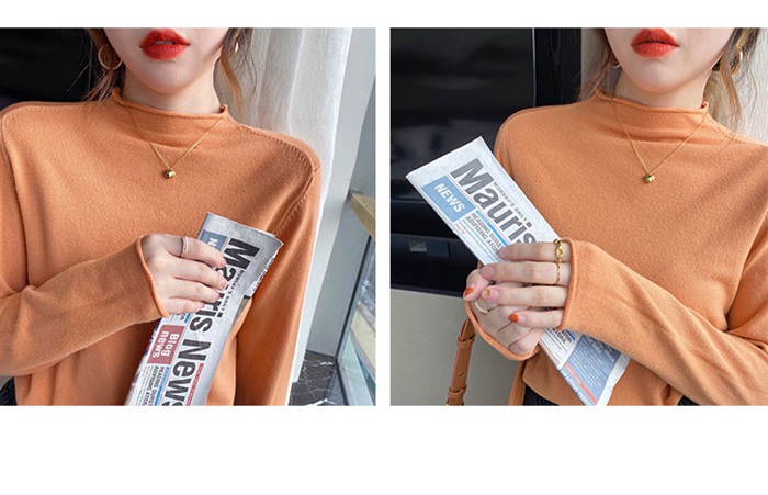 ニットソー ニット レディース トップス カラバリ 長袖 エレ春秋 ニットインナー ハイネック 可愛い 薄手 おしゃれ 無地 