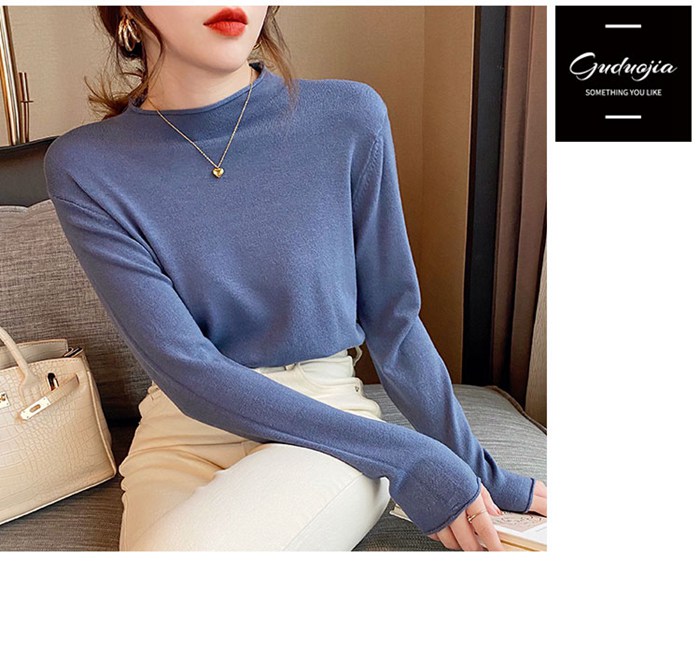 ニットソー ニット レディース トップス カラバリ 長袖 エレ春秋 ニットインナー ハイネック 可愛い 薄手 おしゃれ 無地 