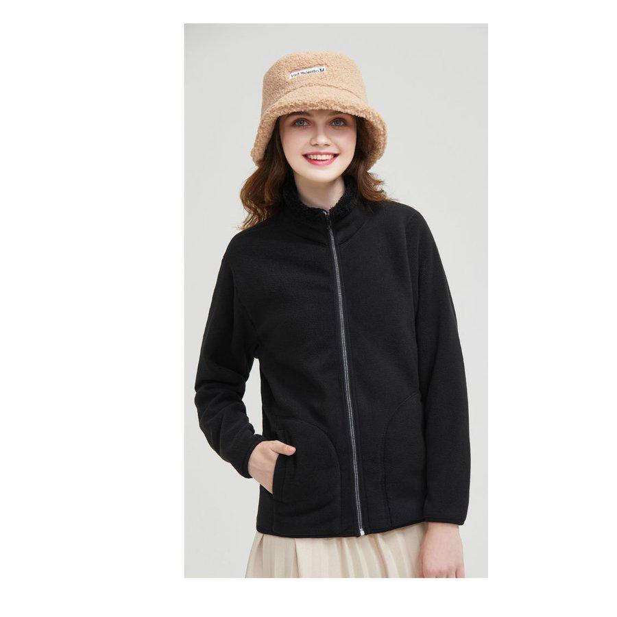 ボアジャケット 立ち襟 両面着用 レディース フリースジャケット ハイネック モコモコ リバーシブル ボアブルゾン メンズ サンゴマイヤー 送料無料 