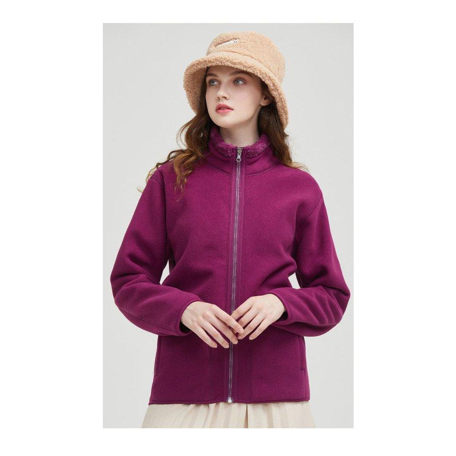 ボアジャケット 立ち襟 両面着用 レディース フリースジャケット ハイネック モコモコ リバーシブル ボアブルゾン メンズ サンゴマイヤー 送料無料 