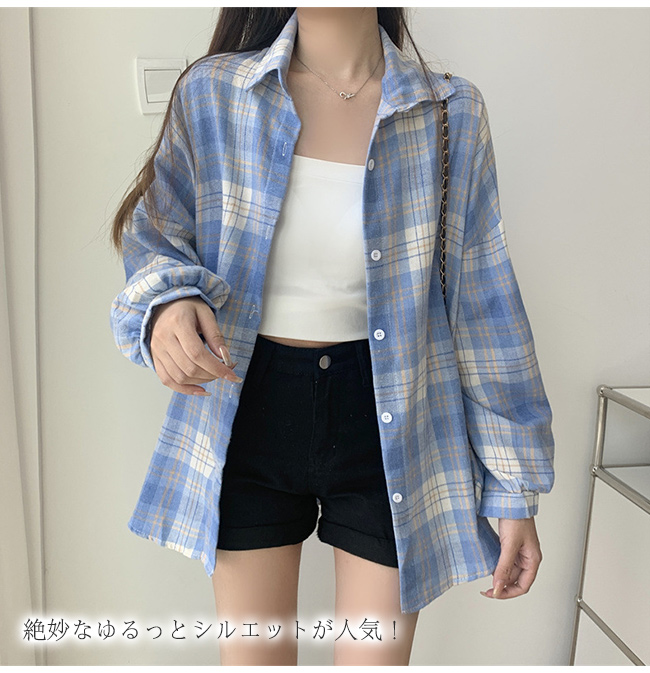 シャツ レディース トップス チェックシャツ ブラウス ネルシャツ オーバーサイズ チェック柄 ゆったり 長袖 カジュアル 