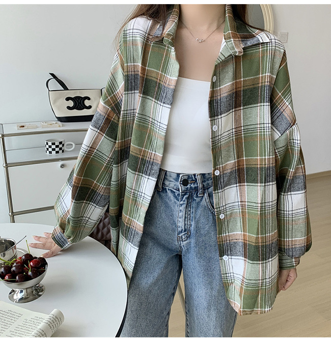 シャツ レディース トップス チェックシャツ ブラウス ネルシャツ オーバーサイズ チェック柄 ゆったり 長袖 カジュアル 
