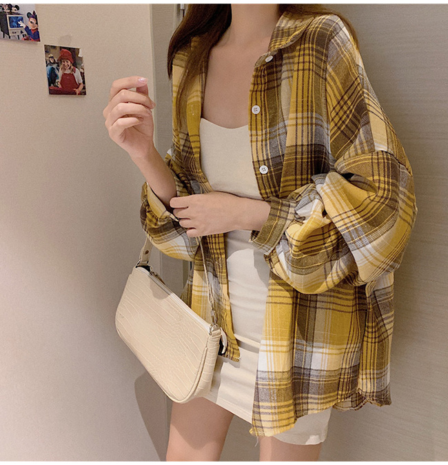 シャツ レディース トップス チェックシャツ ブラウス ネルシャツ オーバーサイズ チェック柄 ゆったり 長袖 カジュアル 